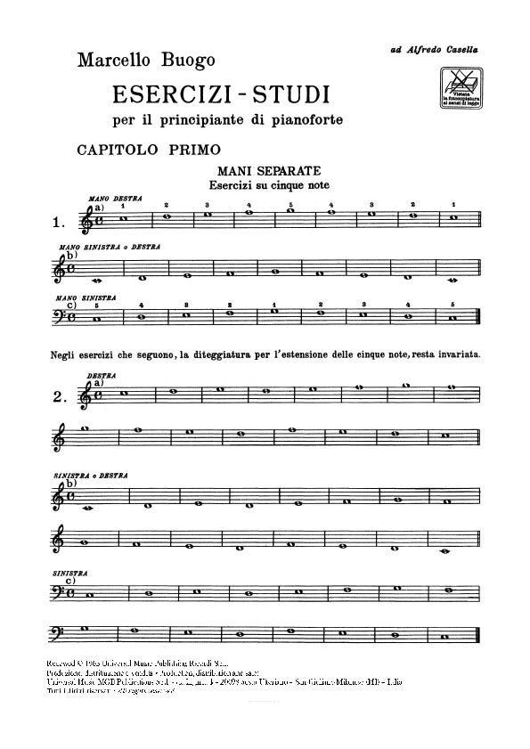 Esercizi - Studi Per Il Principiante Di Pianoforte - pro klavír
